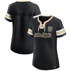 NHL Black Vegas Golden Knights Fanatics Women's Iconic Athena Lace-Up T-Shirt