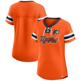 NHL Orange Philadelphia Flyers Fanatics Women's Iconic Athena Lace-Up T-Shirt