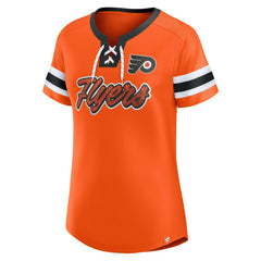 NHL Orange Philadelphia Flyers Fanatics Women's Iconic Athena Lace-Up T-Shirt