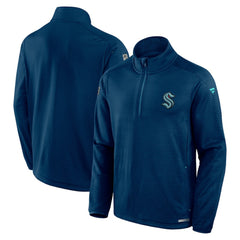 NHL Deep Sea Blue Seattle Kraken Fanatics Authentic Pro Rink Quarter-Zip Top
