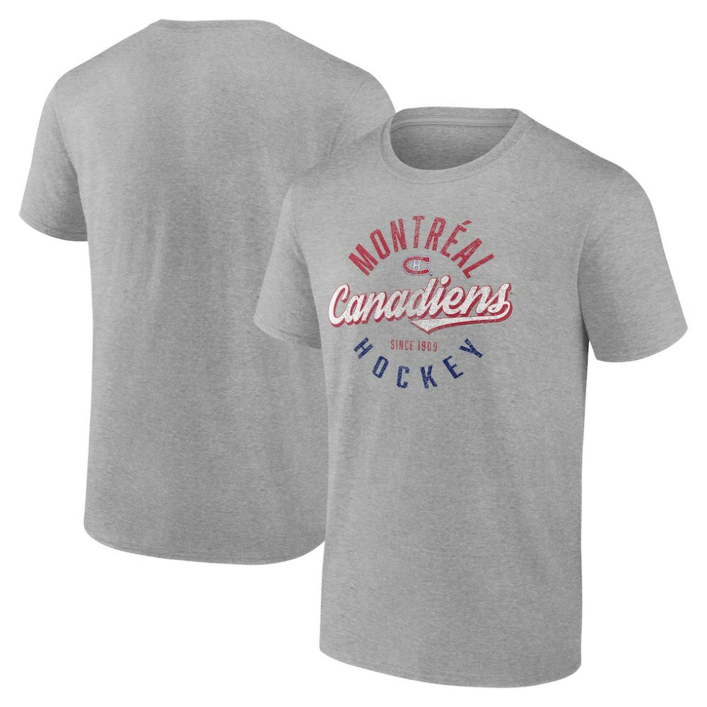 NHL Gray Montreal Canadiens Fanatics Emblem T-Shirt