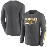 NHL Heather Charcoal Pittsburgh Penguins Fanatics Sweep Iconic Synthetic Long Sleeve T-Shirt