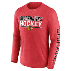 NHL Heather Red Chicago Blackhawks Fanatics Sweep Iconic Synthetic Long Sleeve T-Shirt