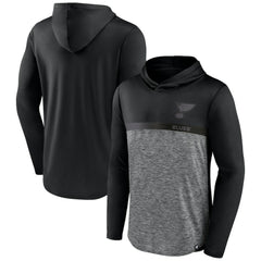 NHL Black/Heather Charcoal St. Louis Blues Fanatics Iconic Defender Pullover Hoodie