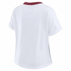 WEAR by Erin Andrews Women's Cropped Center Stripe Dolman T-Shirt - Washington Commanders