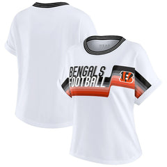 WEAR by Erin Andrews Women's Cropped Center Stripe Dolman T-Shirt - Cincinnati Bengals