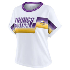 WEAR by Erin Andrews Women's Cropped Center Stripe Dolman T-Shirt - Minnesota Vikings
