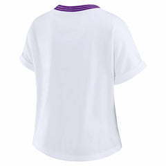 WEAR by Erin Andrews Women's Cropped Center Stripe Dolman T-Shirt - Minnesota Vikings