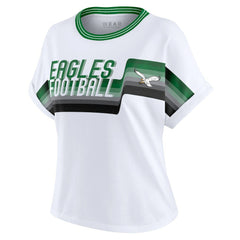 WEAR by Erin Andrews Women's Cropped Center Stripe Dolman T-Shirt - Philadelphia Eagles