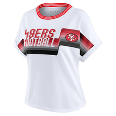 WEAR by Erin Andrews Women's Cropped Center Stripe Dolman T-Shirt - San Francisco 49ers