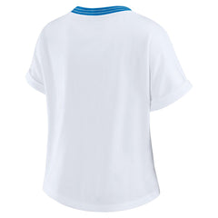 WEAR by Erin Andrews Women's Cropped Center Stripe Dolman T-Shirt - Detroit Lions