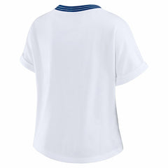 WEAR by Erin Andrews Women's Cropped Center Stripe Dolman T-Shirt - Indianapolis Colts