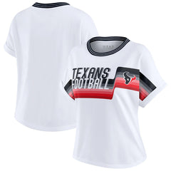 WEAR by Erin Andrews Women's Cropped Center Stripe Dolman T-Shirt - Houston Texans