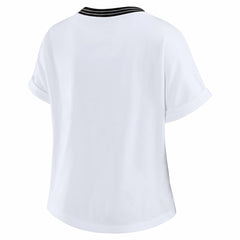WEAR by Erin Andrews Women's Cropped Center Stripe Dolman T-Shirt - Jacksonville Jaguars