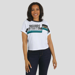 WEAR by Erin Andrews Women's Cropped Center Stripe Dolman T-Shirt - Jacksonville Jaguars