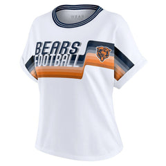 WEAR by Erin Andrews Women's Cropped Center Stripe Dolman T-Shirt - Chicago Bears