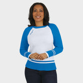 WEAR by Erin Andrews Women's Colorblock Raglan Sweater - Los Angeles Chargers