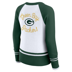 WEAR by Erin Andrews Women's Colorblock Raglan Sweater - Green Bay Packers