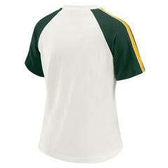 WEAR by Erin Andrews Women's Sleeve Stripe Distressed Raglan T-Shirt - Green Bay Packers