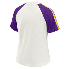 WEAR by Erin Andrews Women's Sleeve Stripe Distressed Raglan T-Shirt - Minnesota Vikings