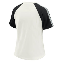 WEAR by Erin Andrews Women's Sleeve Stripe Distressed Raglan T-Shirt - Las Vegas Raiders
