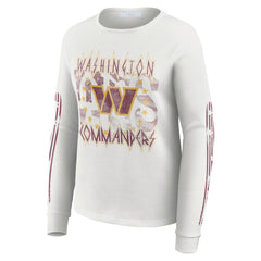 WEAR by Erin Andrews Women's Graphic Waffle Long-Sleeve T-Shirt - Washington Commanders