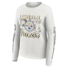WEAR by Erin Andrews Women's Graphic Waffle Long-Sleeve T-Shirt - Pittsburgh Steelers