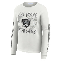 WEAR by Erin Andrews Women's Graphic Waffle Long-Sleeve T-Shirt - Las Vegas Raiders