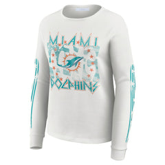 WEAR by Erin Andrews Women's Graphic Waffle Long-Sleeve T-Shirt - Miami Dolphins