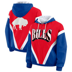 WEAR by Erin Andrews Women's Plus Size Retro Crinkle Full-Zip Hoodie Windbreaker Jacket - Buffalo Bills