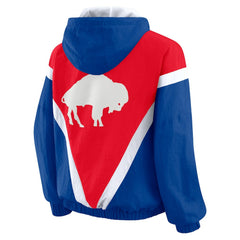 WEAR by Erin Andrews Women's Plus Size Retro Crinkle Full-Zip Hoodie Windbreaker Jacket - Buffalo Bills