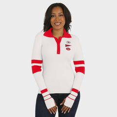 WEAR by Erin Andrews Women's Ribbed Henley Polo Sweater - Kansas City Chiefs