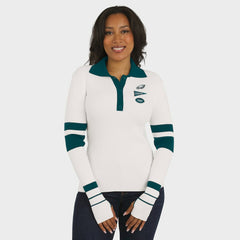 WEAR by Erin Andrews Women's Ribbed Henley Polo Sweater - Philadelphia Eagles
