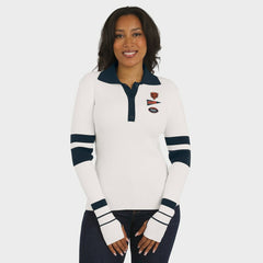 WEAR by Erin Andrews Women's Ribbed Henley Polo Sweater - Chicago Bears