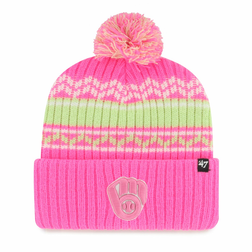 MLB Milwaukee Brewers '47 Youth Polar Vortex Cuffed Knit Hat with Pom