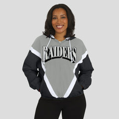 WEAR by Erin Andrews Women's Retro Crinkle Full-Zip Hoodie Windbreaker - Las Vegas Raiders