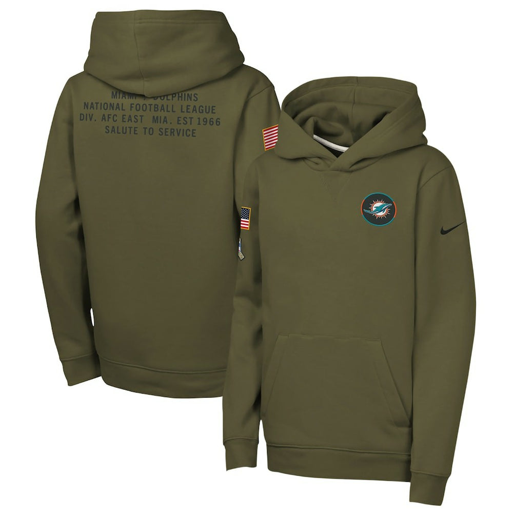 Youth 2025 Salute to Service Club Fleece Hoodie - Miami Dolphins