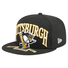 NHL Black Pittsburgh Penguins New Era Oversized Vintage Arch 59Fifty Fitted Hat