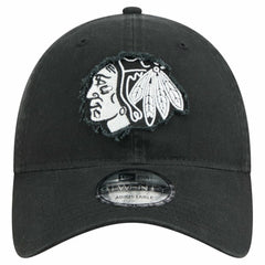 NHL Black Chicago Blackhawks New Era Stamp Fabric Applique 9TWENTY Adjustable Hat