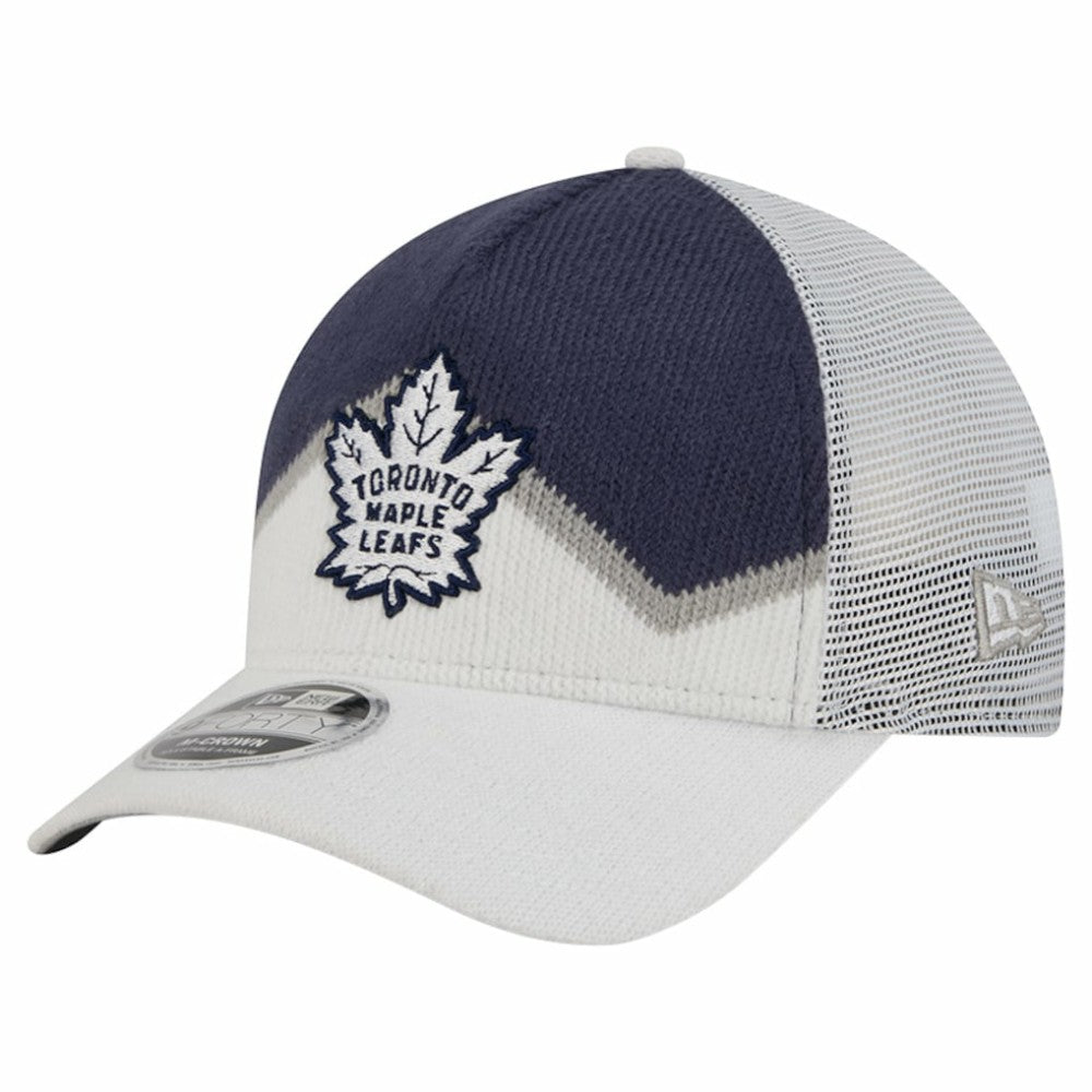 NHL White/Blue Toronto Maple Leafs New Era Hockey Sock 9FORTY A-Frame M-Crown Adjustable Trucker Hat