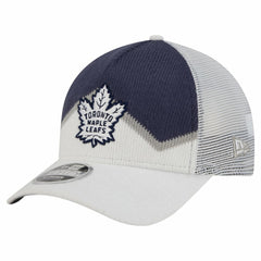 NHL White/Blue Toronto Maple Leafs New Era Hockey Sock 9FORTY A-Frame M-Crown Adjustable Trucker Hat