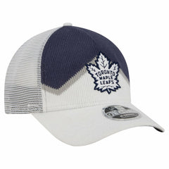 NHL White/Blue Toronto Maple Leafs New Era Hockey Sock 9FORTY A-Frame M-Crown Adjustable Trucker Hat
