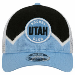 NHL Light Blue/Black Utah Mammoth New Era Hockey Sock 9FORTY A-Frame M-Crown Adjustable Trucker Hat
