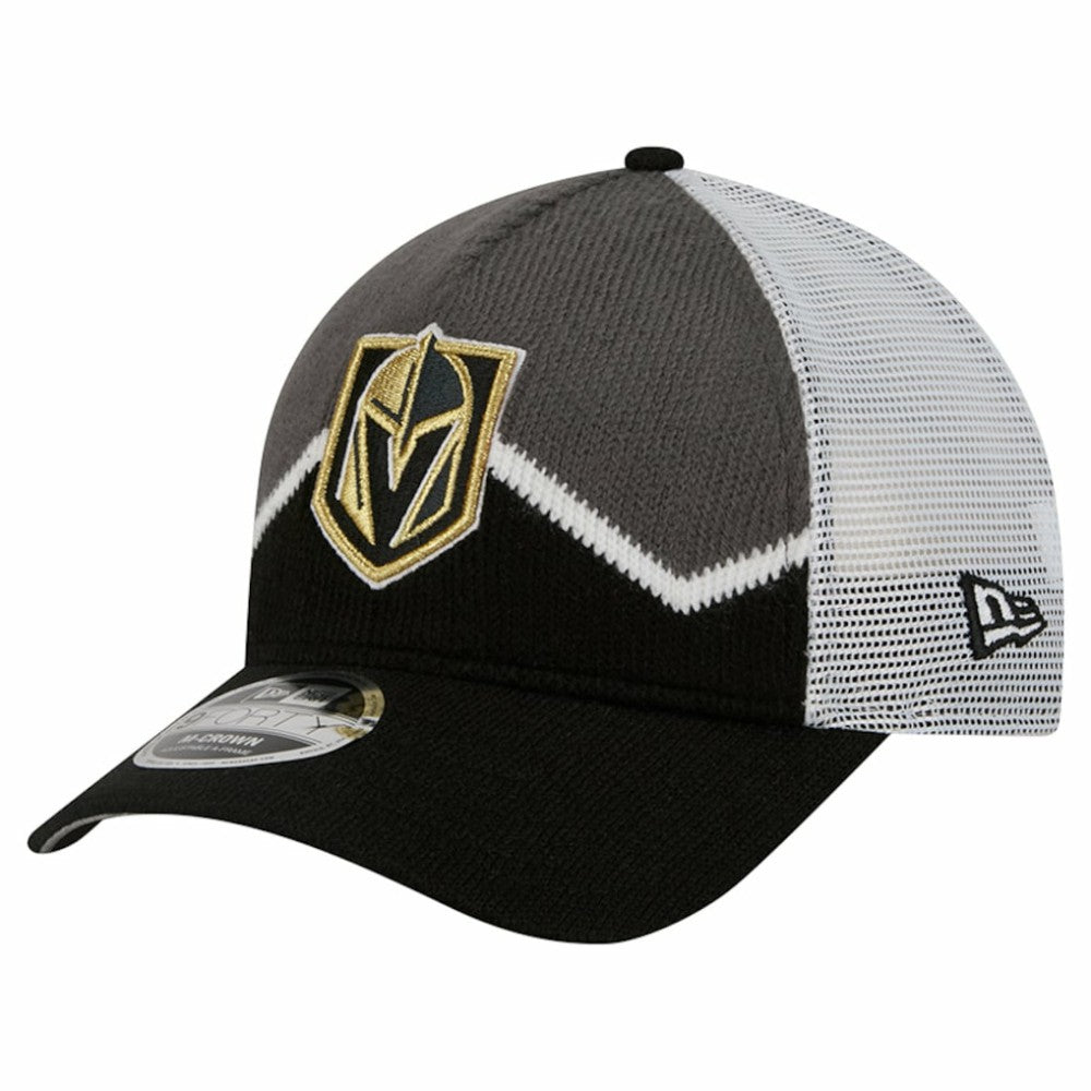 NHL Black/Gray Vegas Golden Knights New Era Hockey Sock 9FORTY A-Frame M-Crown Adjustable Trucker Hat