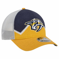 NHL Gold/Navy Nashville Predators New Era Hockey Sock 9FORTY A-Frame M-Crown Adjustable Trucker Hat
