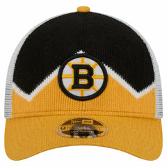 NHL Gold/Black Boston Bruins New Era Hockey Sock 9FORTY A-Frame M-Crown Adjustable Trucker Hat