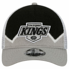NHL Silver/Black Los Angeles Kings New Era Hockey Sock 9FORTY A-Frame M-Crown Adjustable Trucker Hat