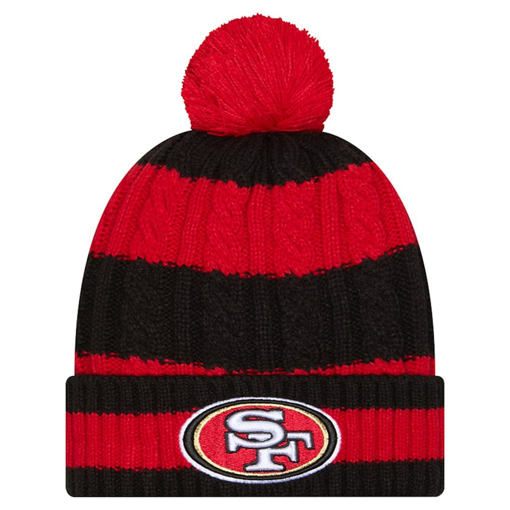 Women's Braided Cuffed Knit Hat with Pom - San Francisco 49ers