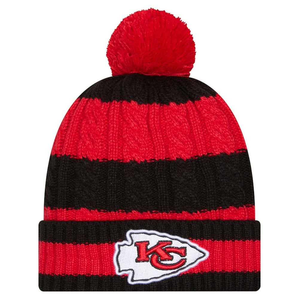 Women's Braided Cuffed Knit Hat with Pom - Kansas City Chiefs