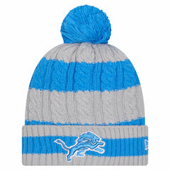 Women's Braided Cuffed Knit Hat with Pom - Detroit Lions